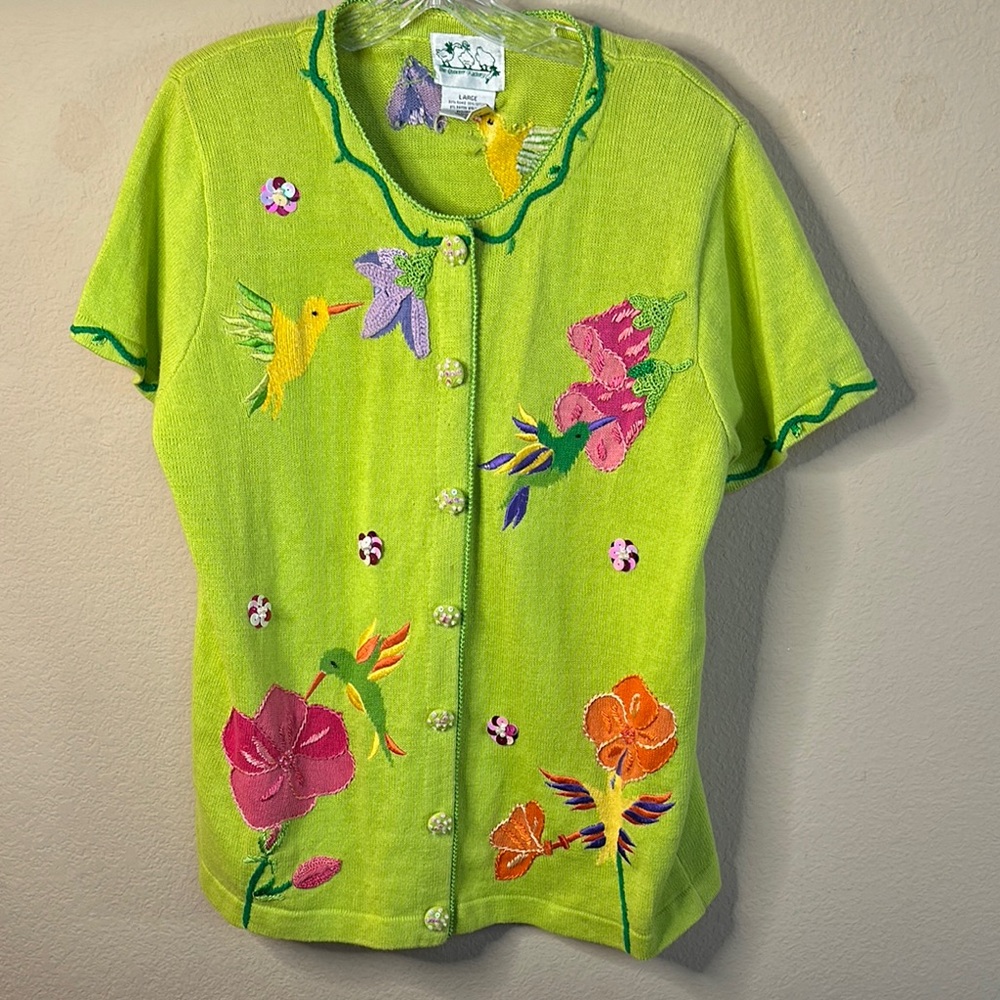 Quacker Factory Sz Large Multicolored Short Sleev… - image 2